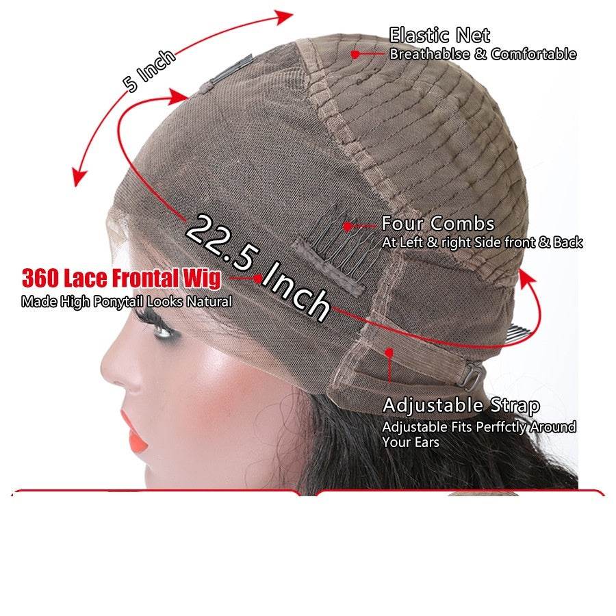 Perruque cheveux humains lisses avec dentelle frontale 360° - Style & confort