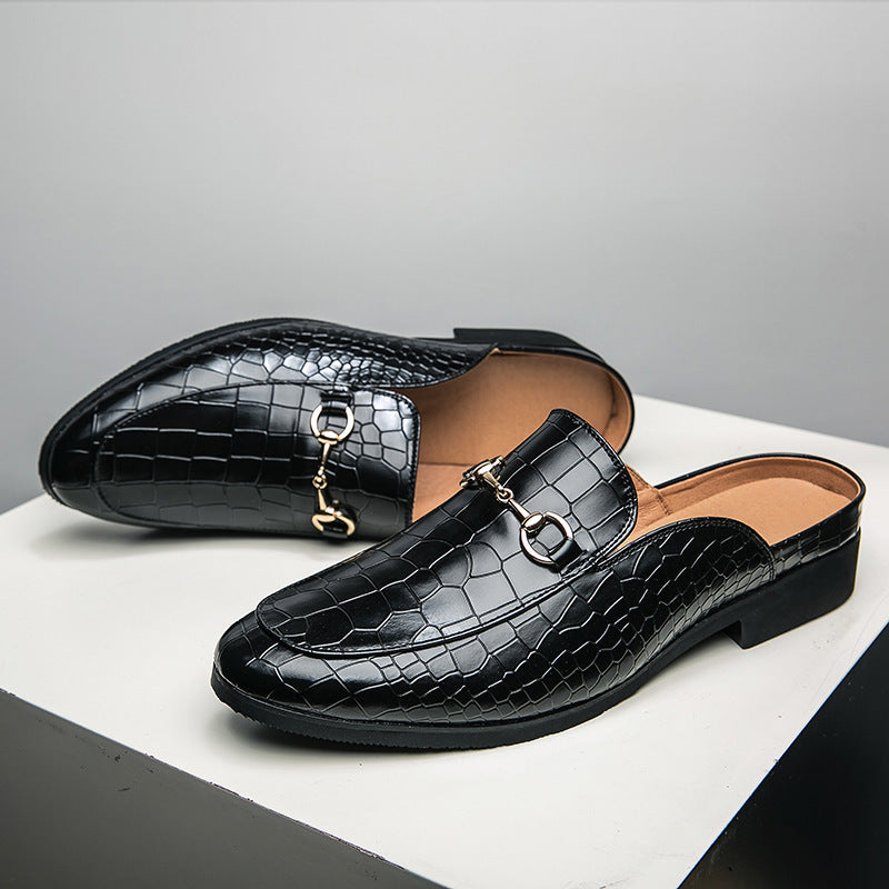 Chaussures semi-pantoufles en cuir pour hommes