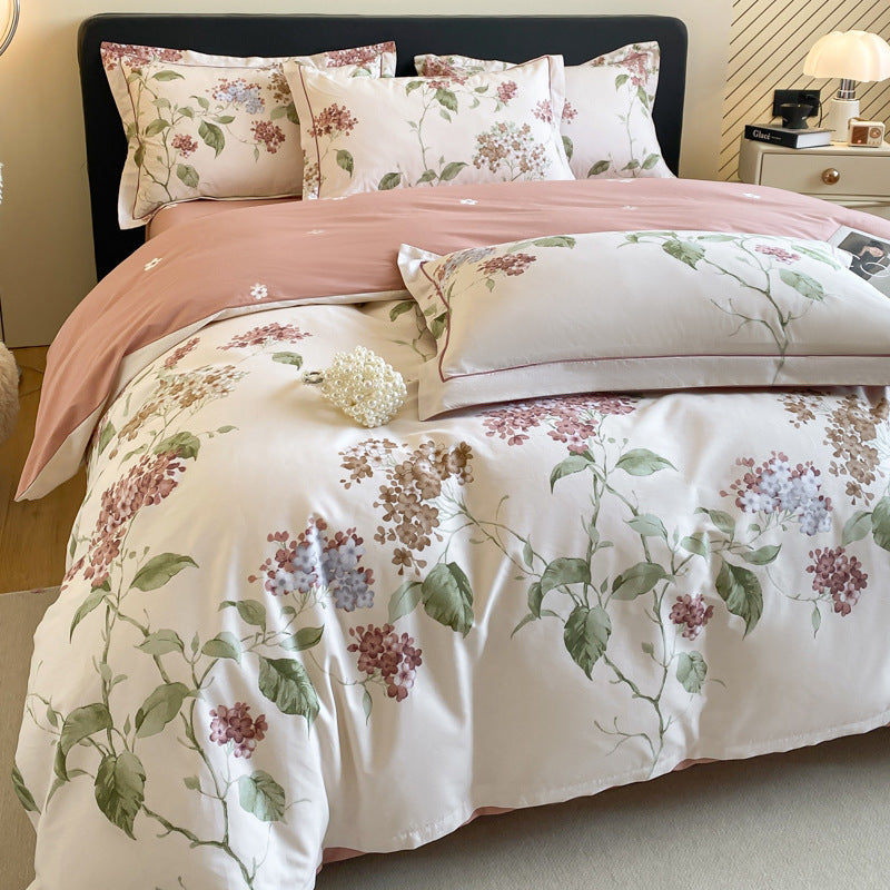 Housse de couette en coton quatre pièces, drap de lit, literie