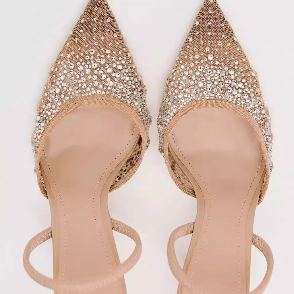 Escarpins à talons hauts élégants en maille brillante pour femmes