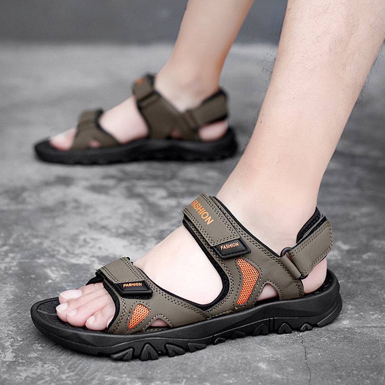 Sandales Velcro pour hommes, chaussures de plage respirantes d'été