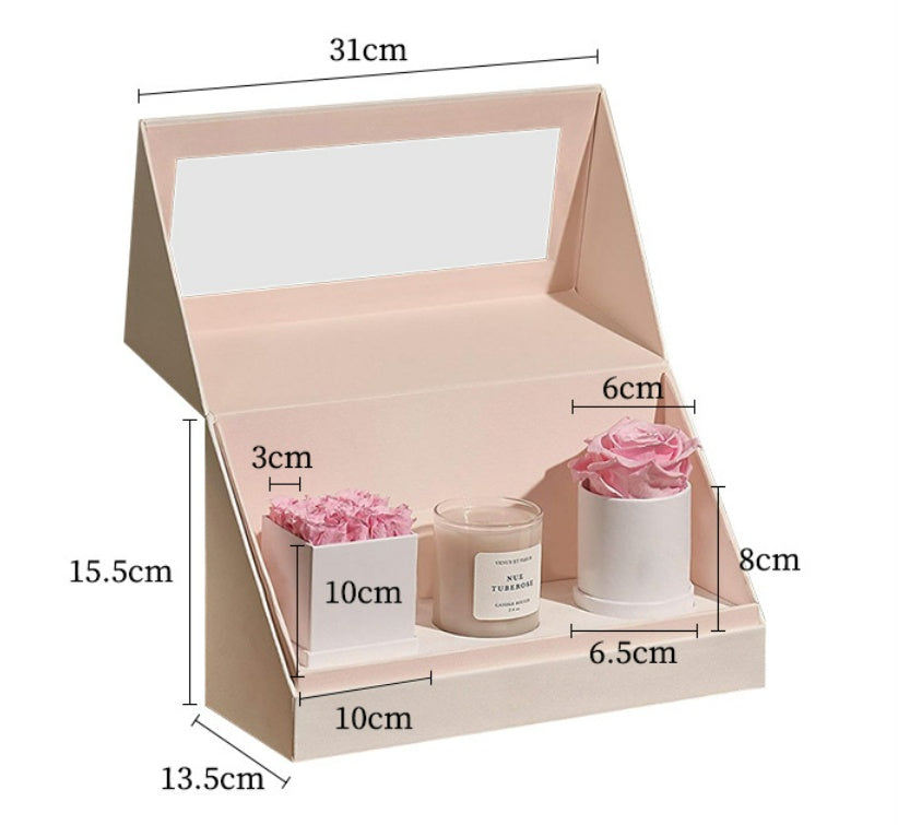 Coffret cadeau de bougies d'aromathérapie et de fleurs préservées