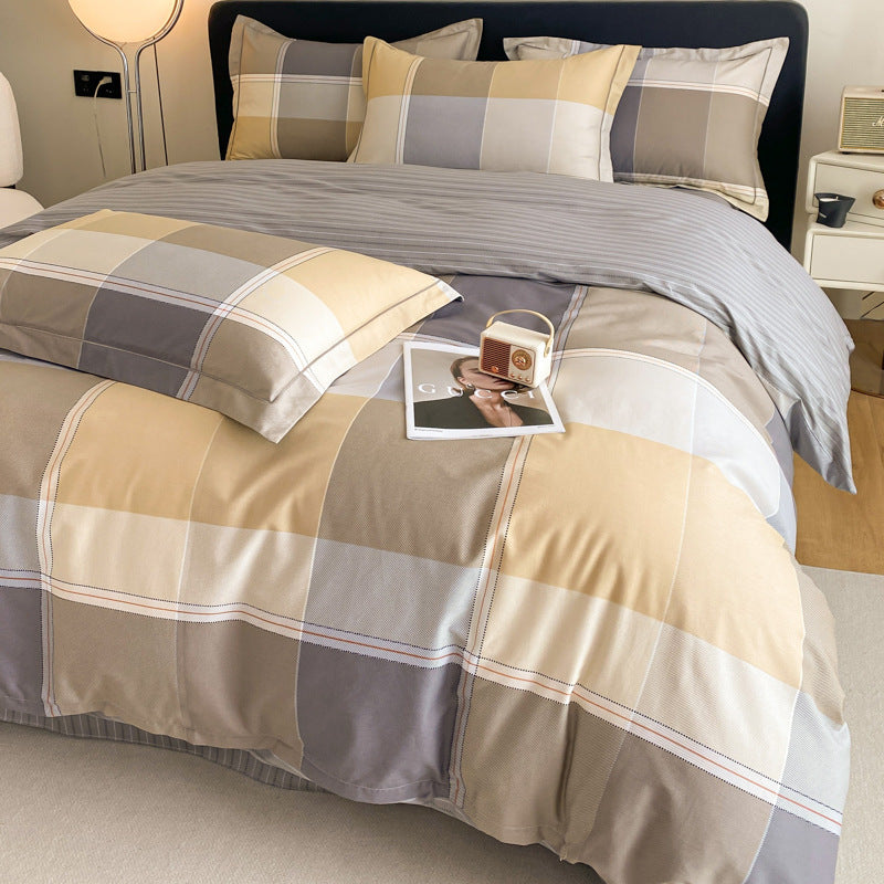 Housse de couette en coton quatre pièces, drap de lit, literie