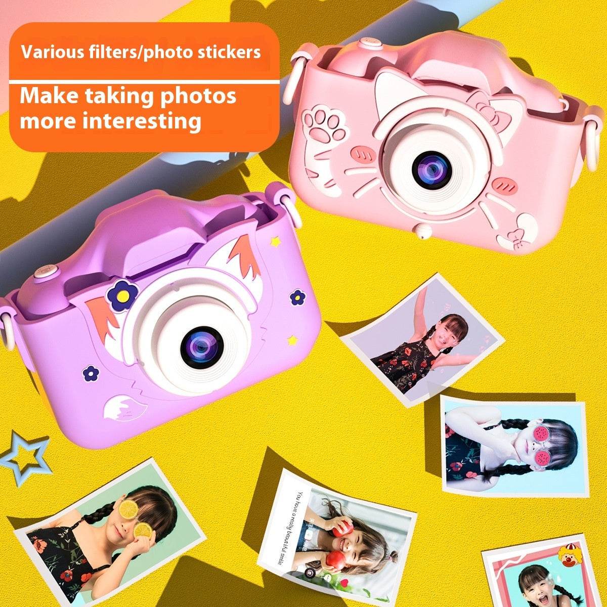 Appareil photo en plastique pour enfants, grosse tête, chaton - Style & confort