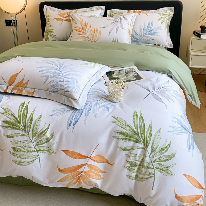 Housse de couette en coton quatre pièces, drap de lit, literie