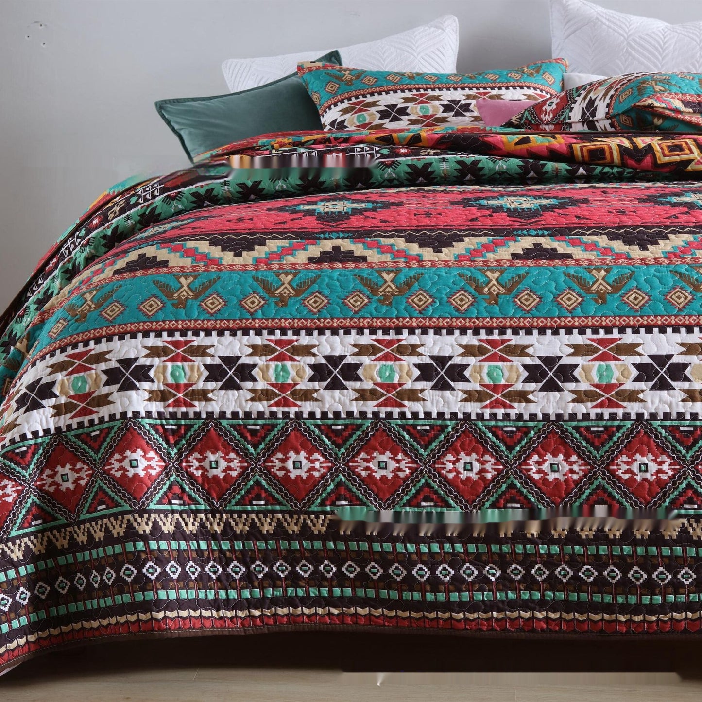 Housse de lit matelassée en tissu brossé, ensemble trois pièces en polyester et coton de haute qualité