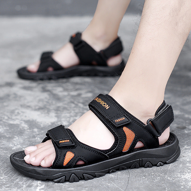 Sandales Velcro pour hommes, chaussures de plage respirantes d'été