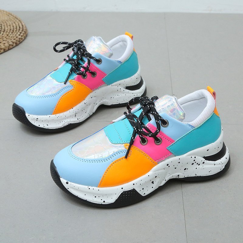 Baskets à lacets à imprimé léopard pour femmes, chaussures de marche, de course et de sport