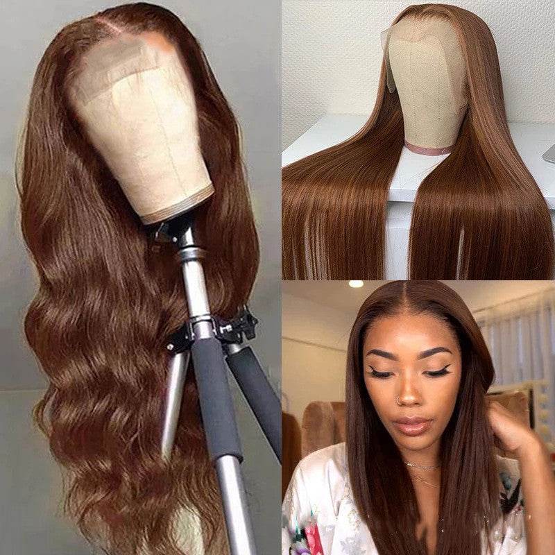 Perruques en cheveux humains de couleur marron - Style & confort