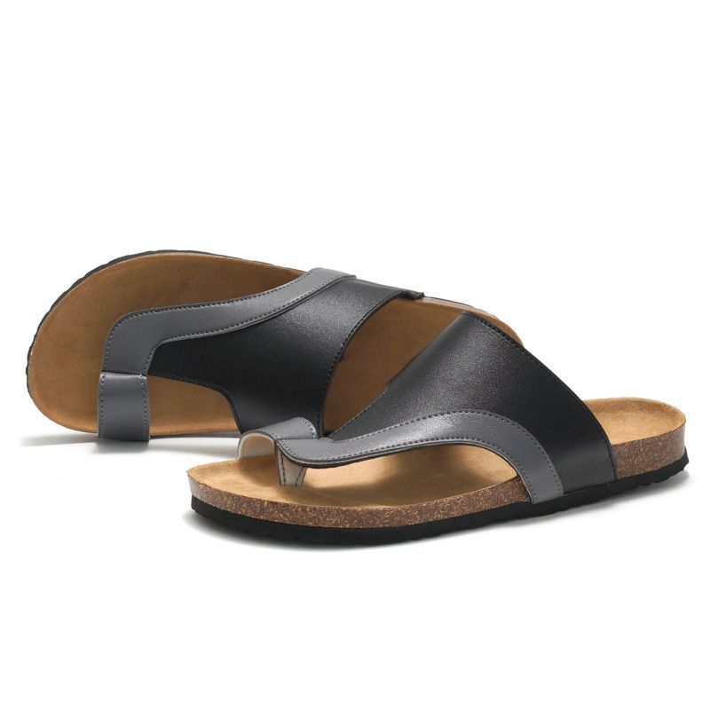 Tongs d'été en liège pour hommes, chaussures de plage assorties