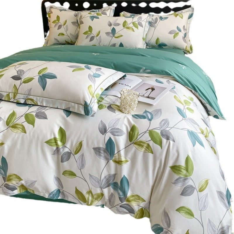 Housse de couette en coton quatre pièces, drap de lit, literie