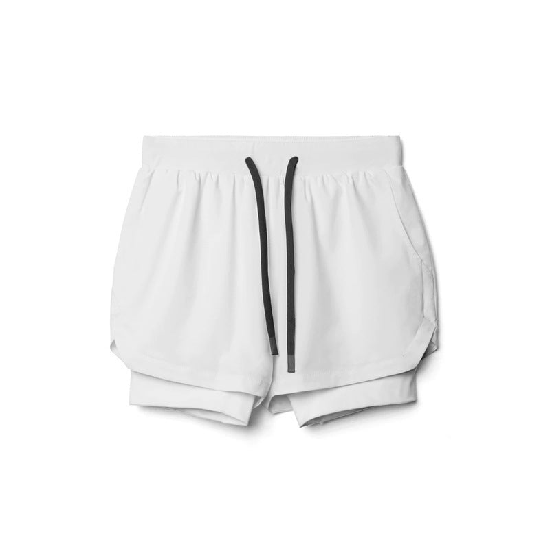 Short de sport pour homme, double couche, évacuant l'humidité