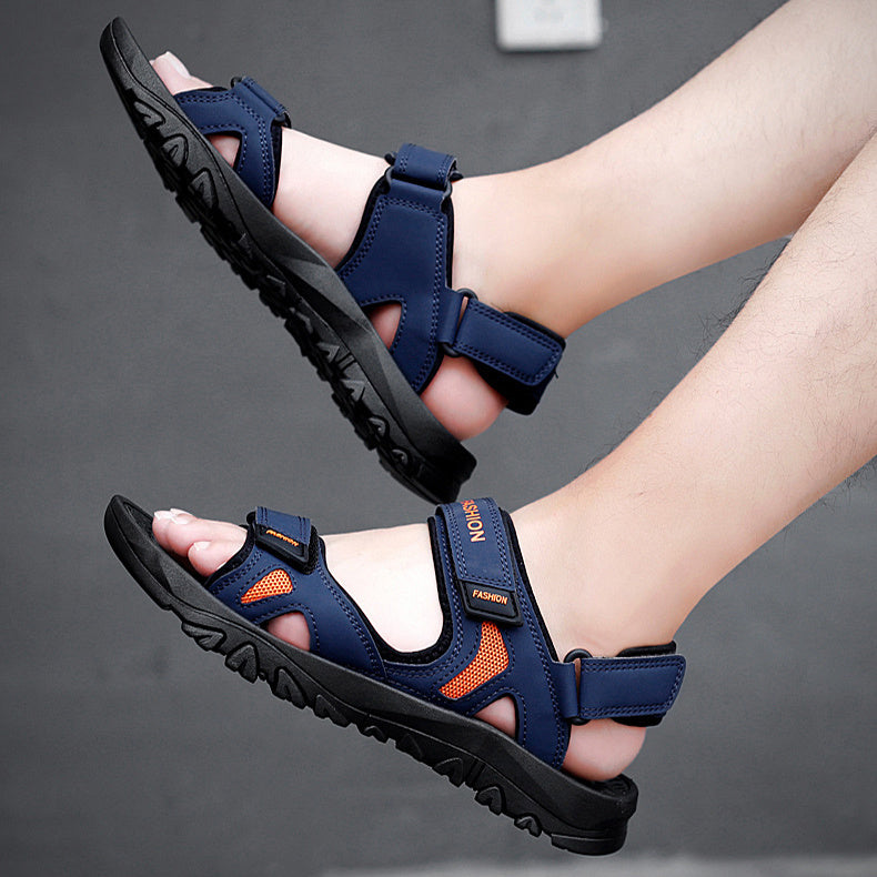 Sandales Velcro pour hommes, chaussures de plage respirantes d'été