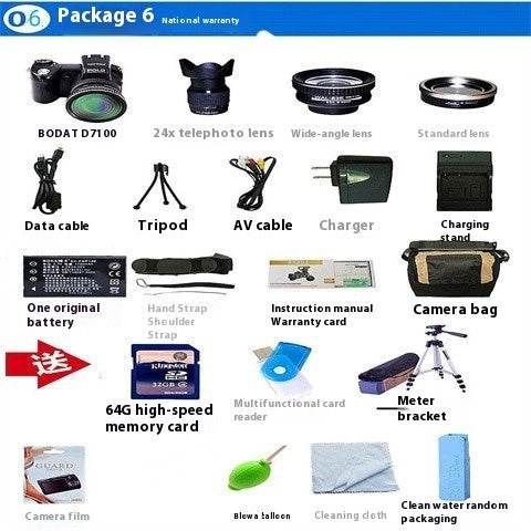 Appareil photo numérique téléobjectif D7100 à mise au point automatique FHD HD - Style & confort
