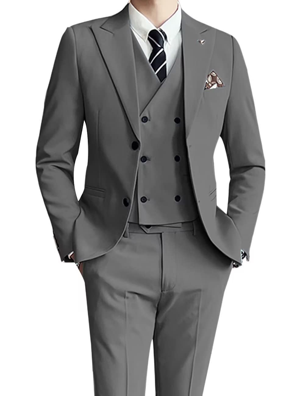Men's three-piece slim-fit suit
