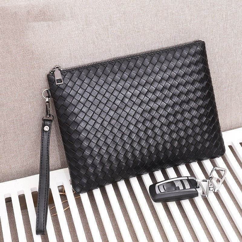 Sac à main en cuir PU tissé avec clip à carreaux - Style & confort