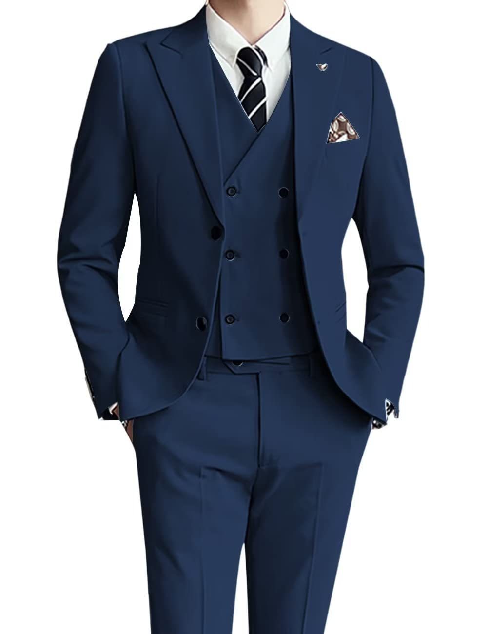 Men's three-piece slim-fit suit