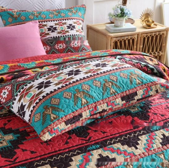 Housse de lit matelassée en tissu brossé, ensemble trois pièces en polyester et coton de haute qualité
