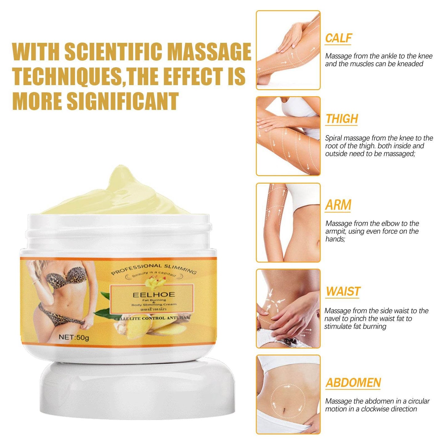 Crème amincissante au gingembre EELHOE, crème amincissante brûle-graisses pour le corps - Style & confort