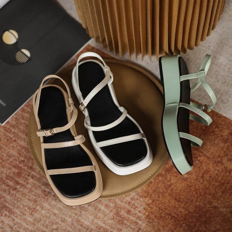 Summer Women's Soft Sole Casual Leather Platform Sports Sandals - Style & confort