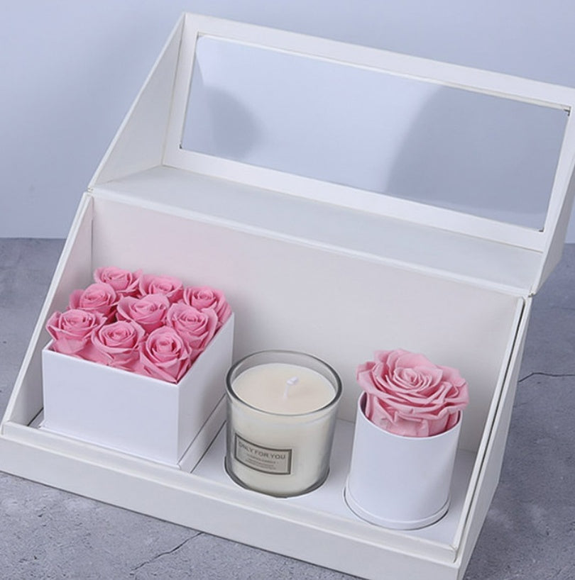 Coffret cadeau de bougies d'aromathérapie et de fleurs préservées