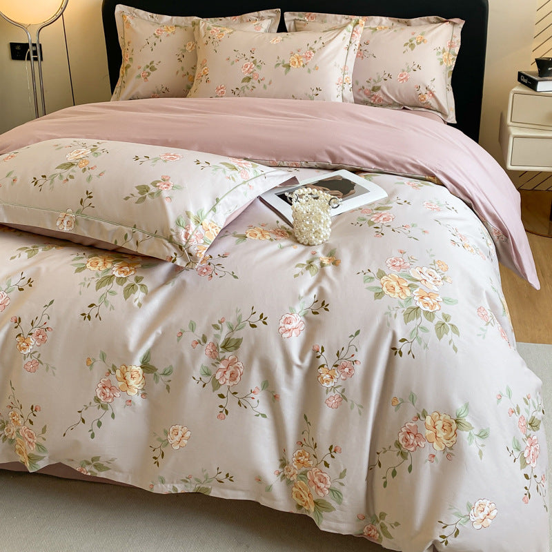 Housse de couette en coton quatre pièces, drap de lit, literie