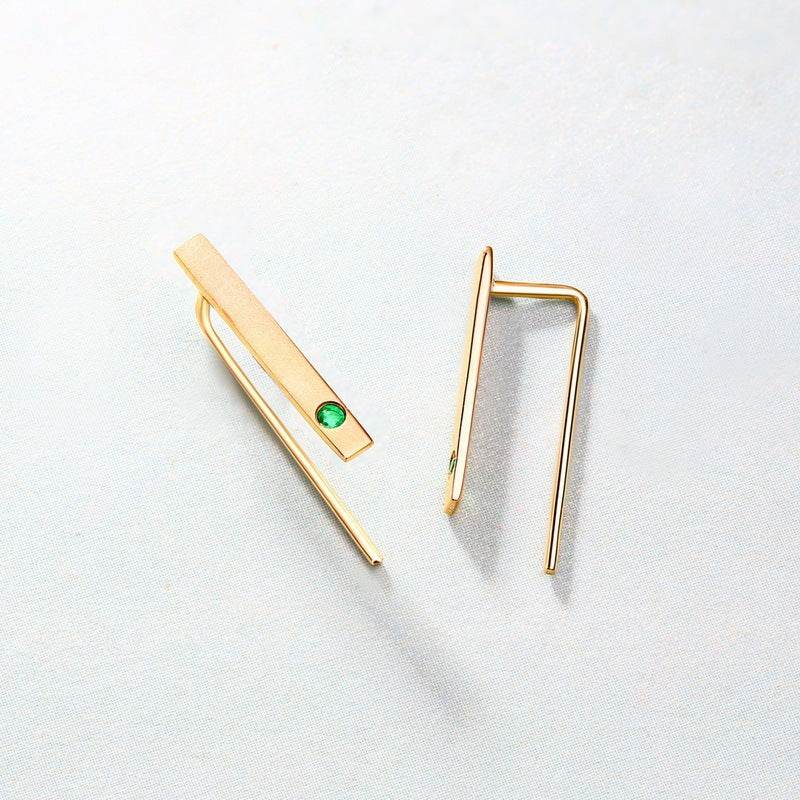 Boucles d'oreilles fines minimalistes en or 14 carats avec émeraude naturelle - Style & confort