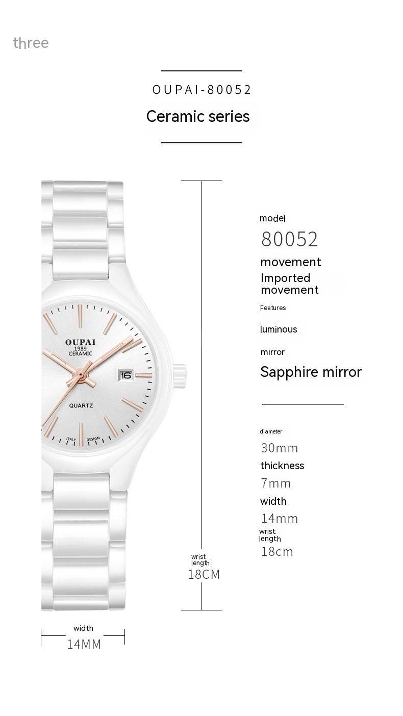 Montre simple femme en Céramique Blanche - Style & confort
