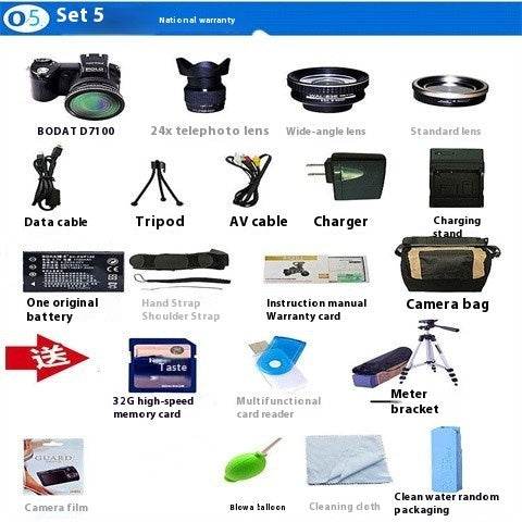 Appareil photo numérique téléobjectif D7100 à mise au point automatique FHD HD - Style & confort