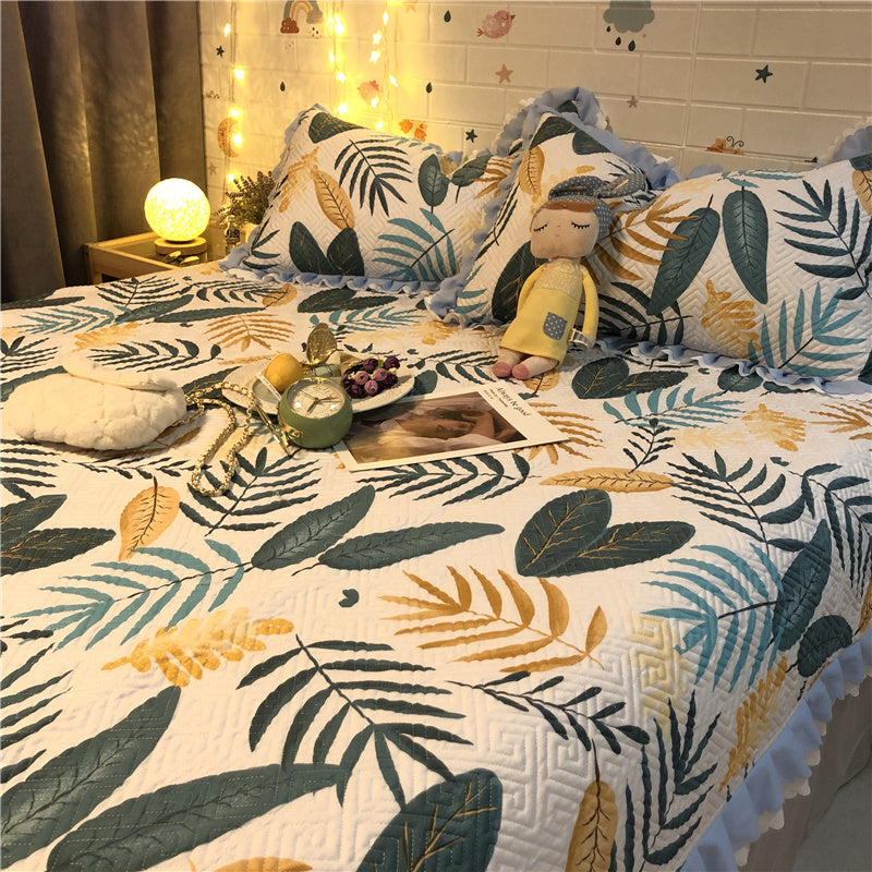 Parure de lit trois pièces en coton vintage