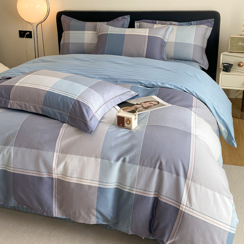 Housse de couette en coton quatre pièces, drap de lit, literie