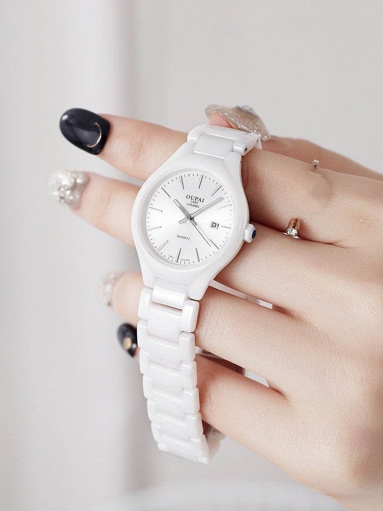 Montre simple femme en Céramique Blanche - Style & confort