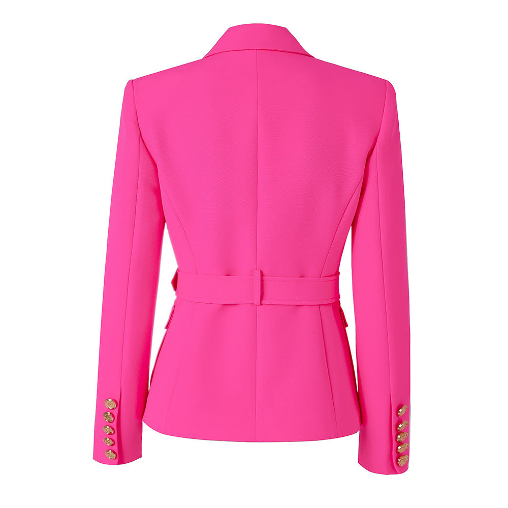 Small coat with fluorescent pockets and metal buttons