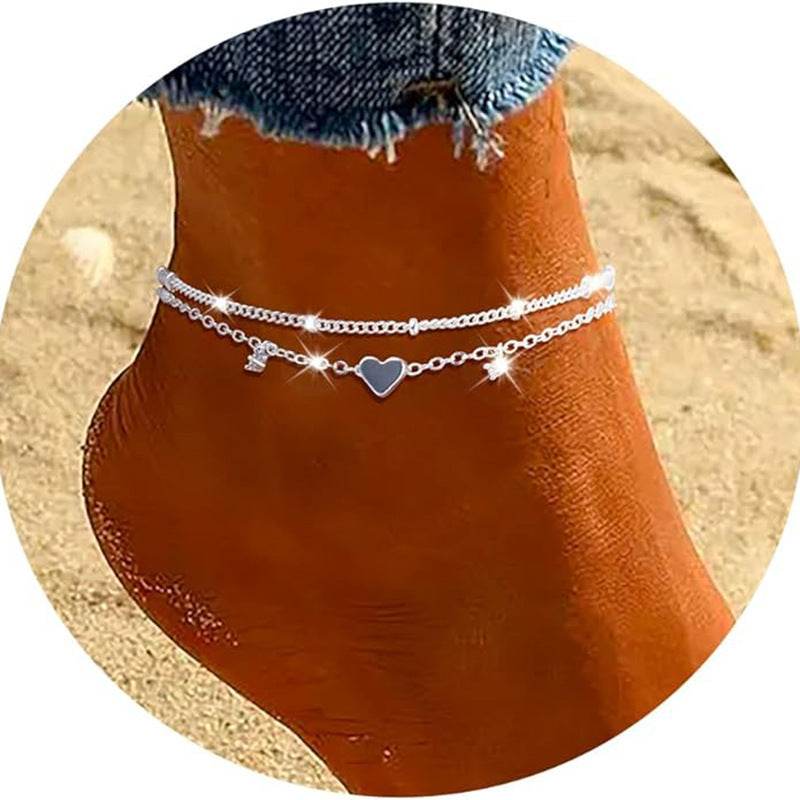 Bracelet de cheville en forme de cœur pour femme - Style & confort