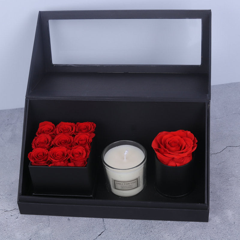 Coffret cadeau de bougies d'aromathérapie et de fleurs préservées