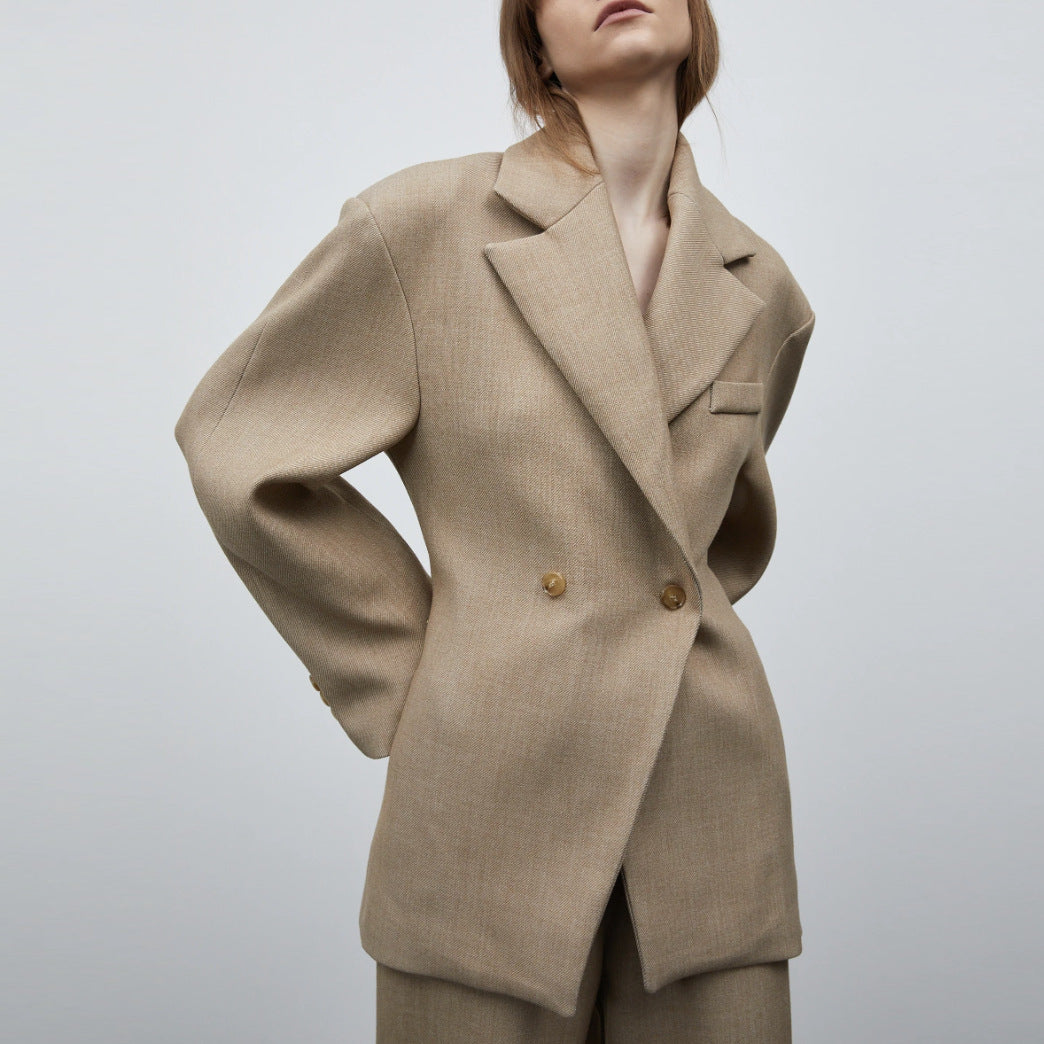 Autumn And Winter Women's Suit Advanced Static Luxury Elegant Lapel Baggy Coat