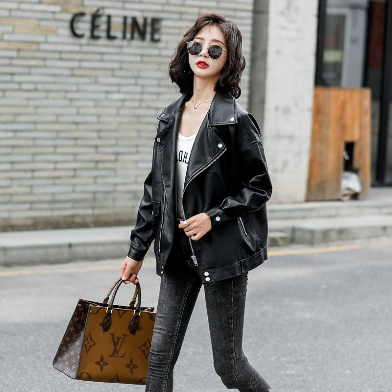 Coat Women's Autumn And Winter Motorcycle Short Black