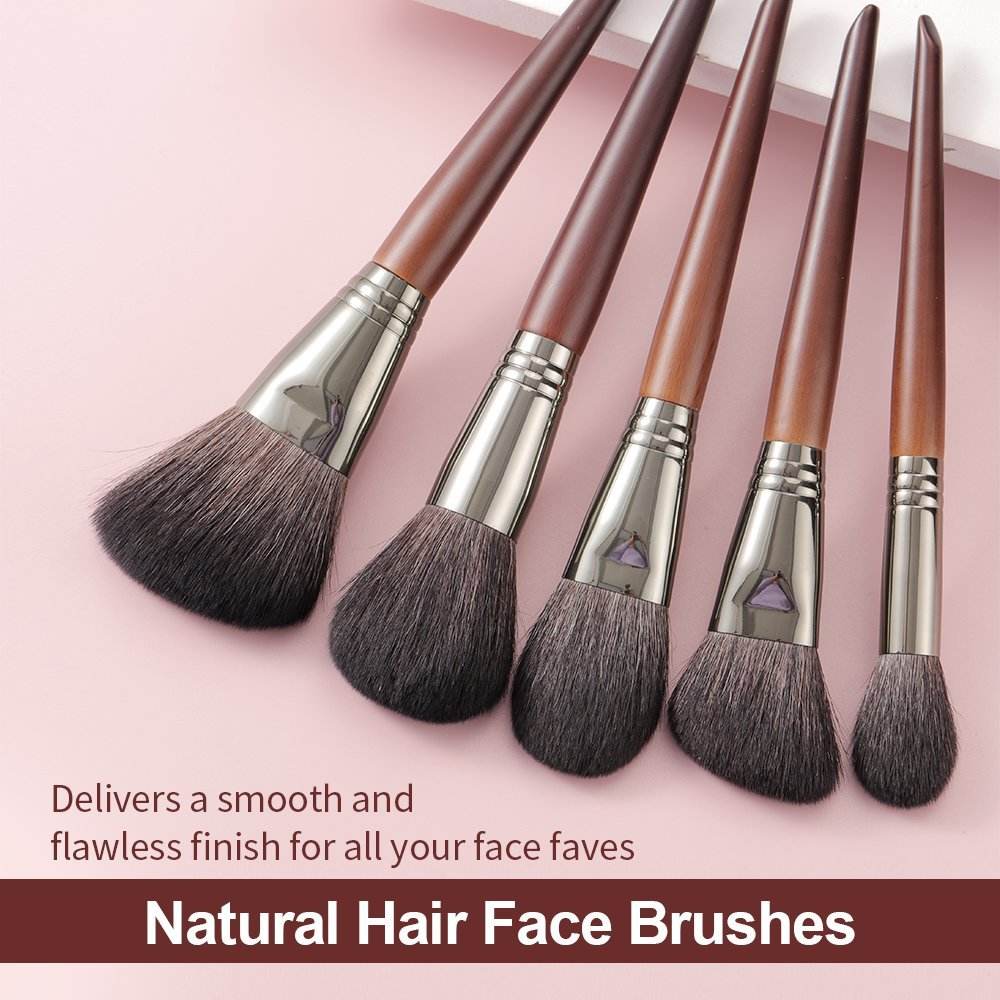 Ensemble de pinceaux marrons de maquillage naturels - Style & confort