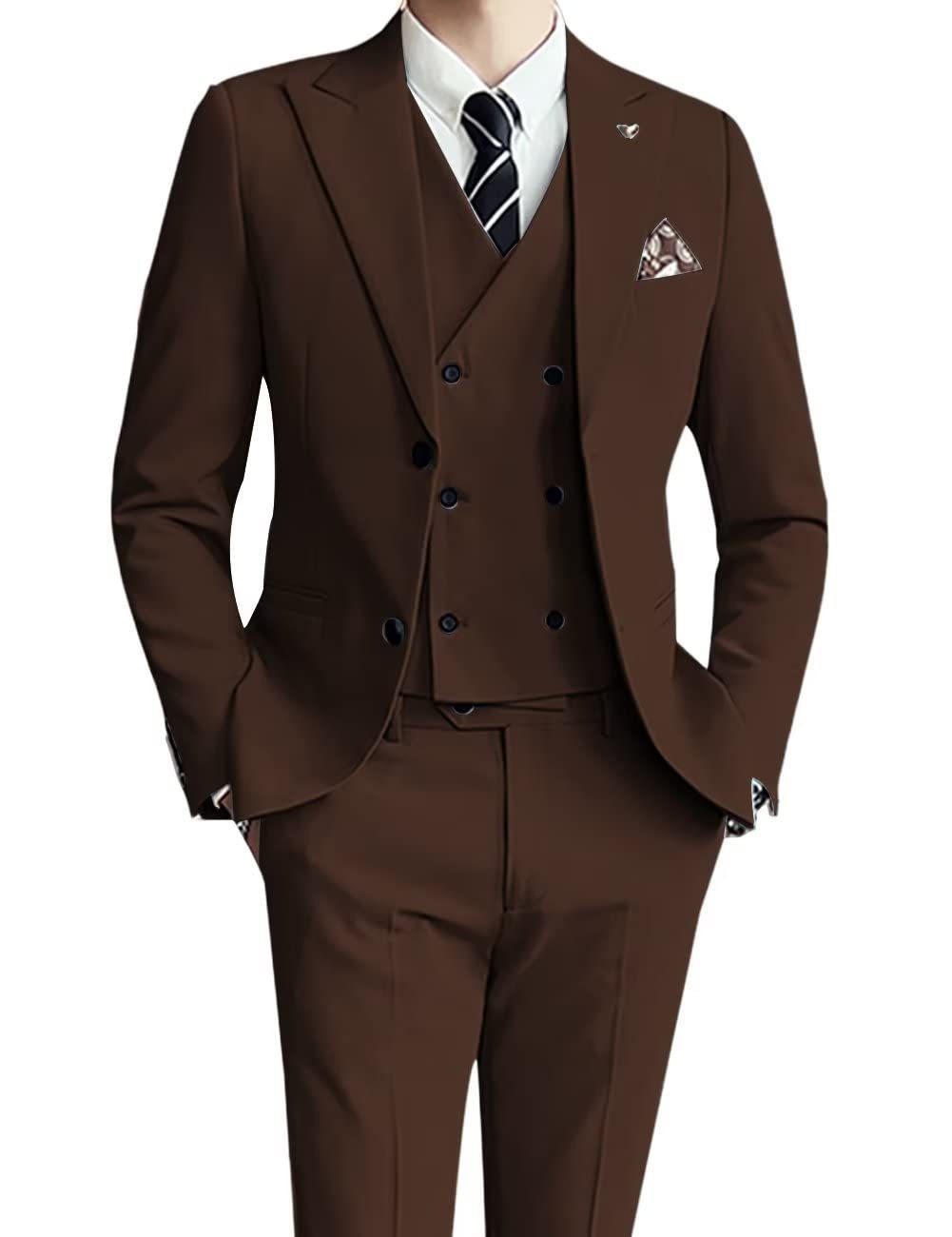 Men's three-piece slim-fit suit