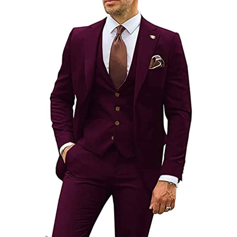 Costume trois pièces slim décontracté pour homme