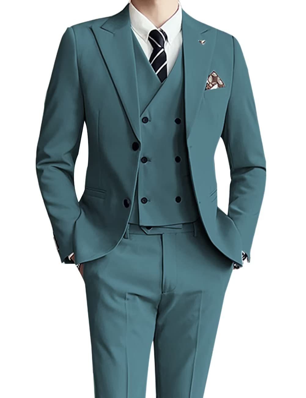 Men's three-piece slim-fit suit