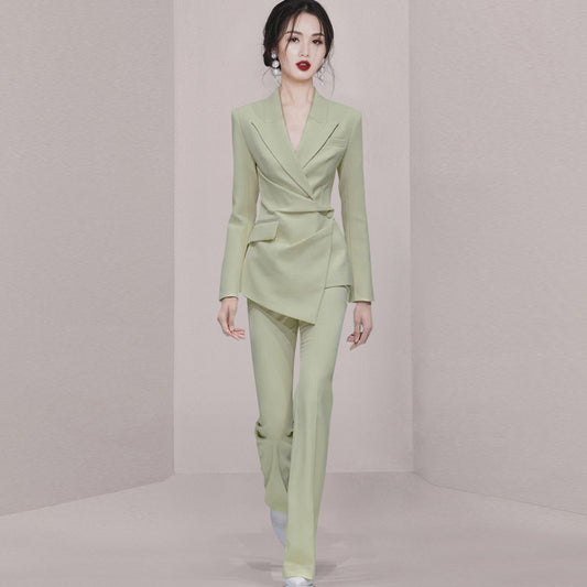 High quality retro pleated suit for women