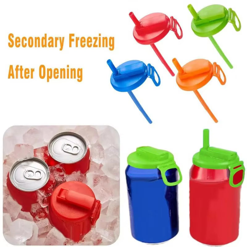 Drink lid with straw, compatible with cans