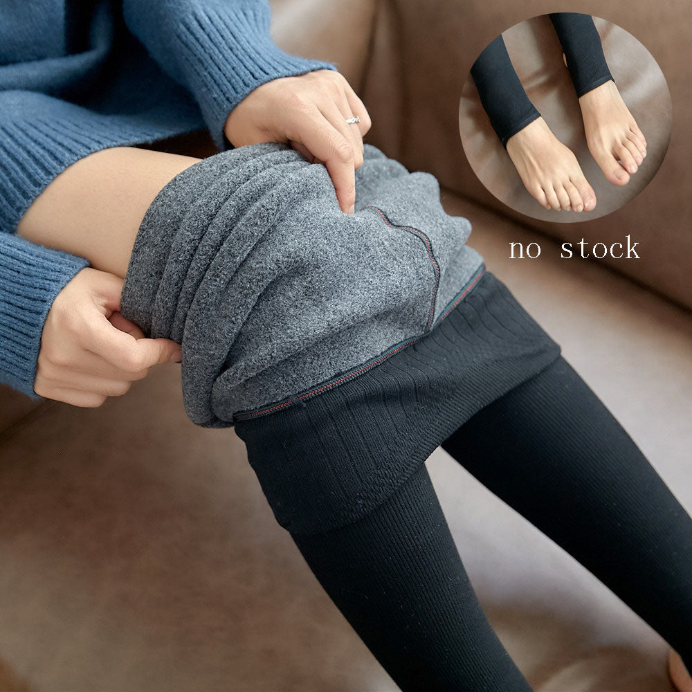 High Waist Stripes Leggings Winter Warm Woman Pants