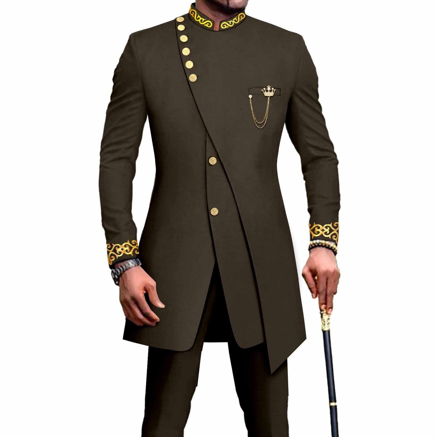 Costume deux pièces slim pour homme, model africain