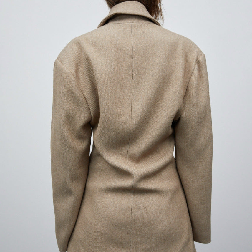 Autumn And Winter Women's Suit Advanced Static Luxury Elegant Lapel Baggy Coat