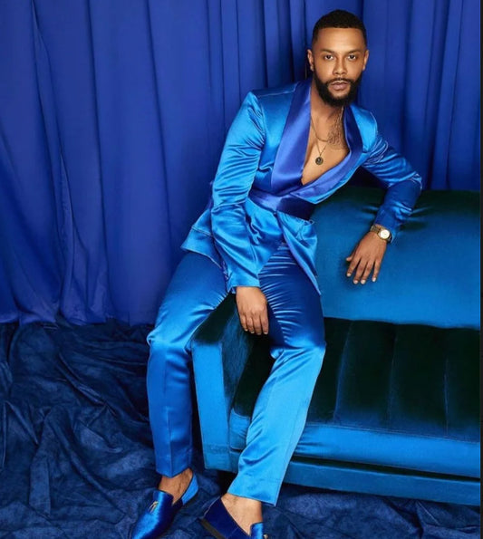 Men's Ink Blue Two-Piece Suit, Casual Style