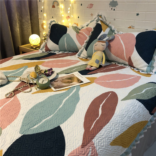 Parure de lit trois pièces en coton vintage