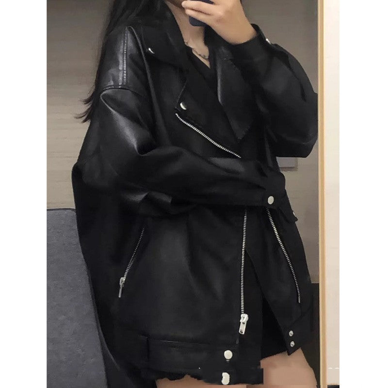 Coat Women's Autumn And Winter Motorcycle Short Black