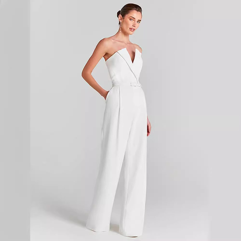 Casual jumpsuit with moss mesh top